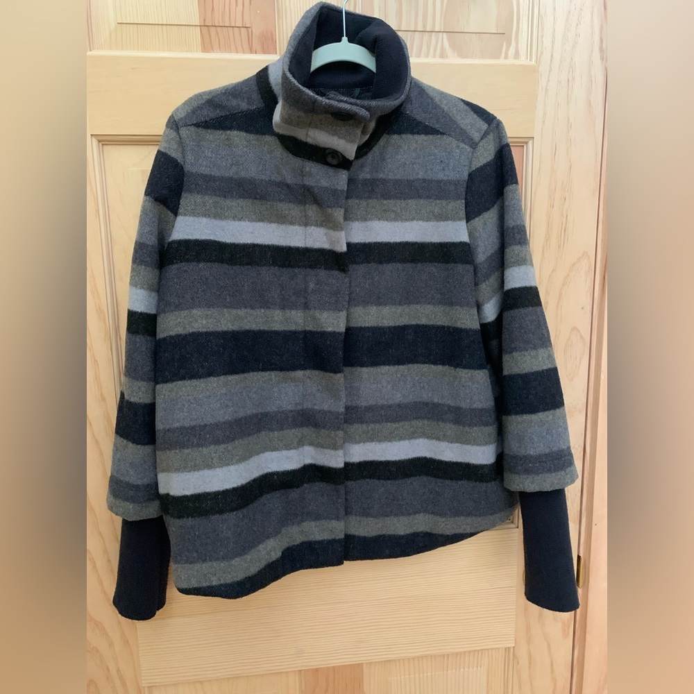 Prana Gray Stripped Wool Blend Jacket Medium
